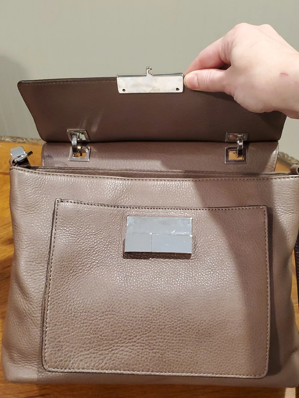 Michael Kors Collection Taupe Top Handle Quinn Bag Ultra Rare